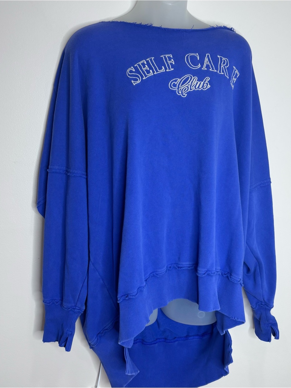 aerie Off the Shoulder Self Care Club Sweatshirt pullover purple blue large